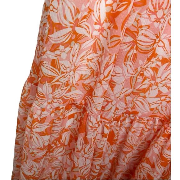 Lavender Brown Orange Multi Print Flutter Sleeve Maxi Dress Medium NWT - Picture 9 of 15